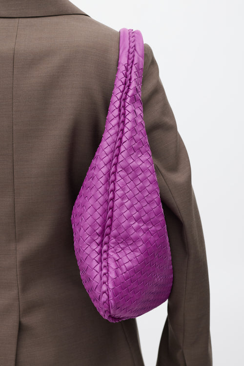 Bottega Veneta Purple Leather Intrecciato Woven Bag