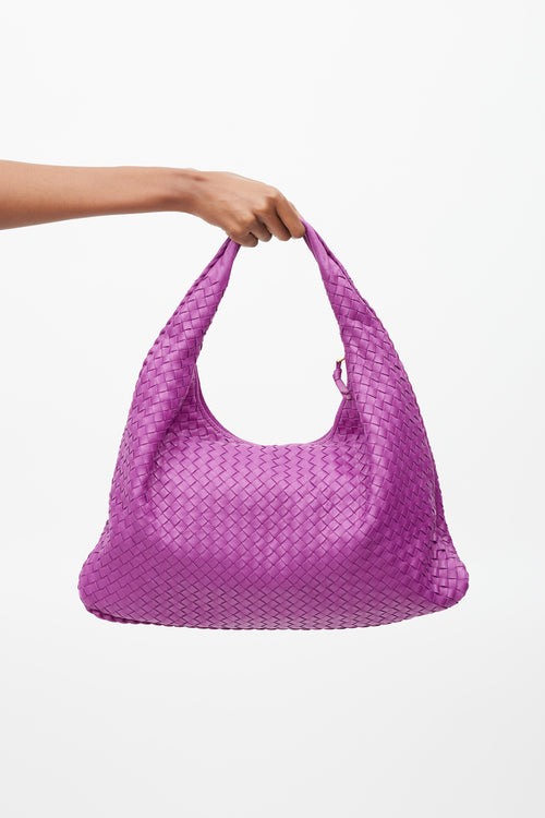 Bottega Veneta Purple Leather Intrecciato Woven Bag