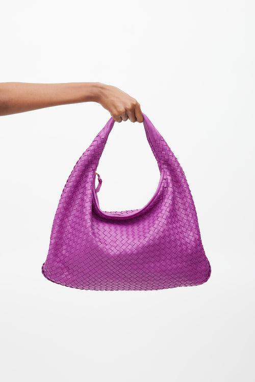 Bottega Veneta Purple Leather Intrecciato Woven Bag