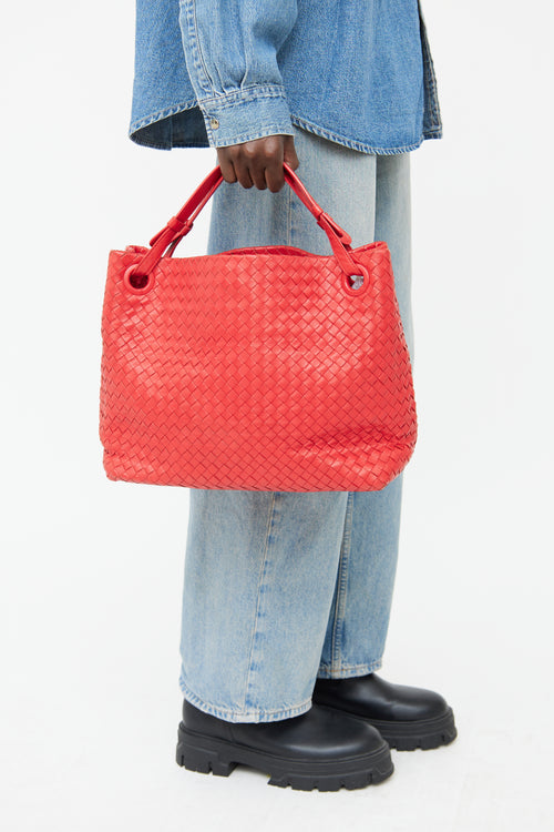 Bottega Veneta Red Intrecciato Tote Bag