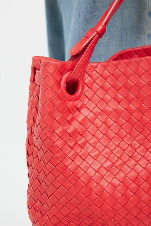 Bottega Veneta Red Intrecciato Tote Bag