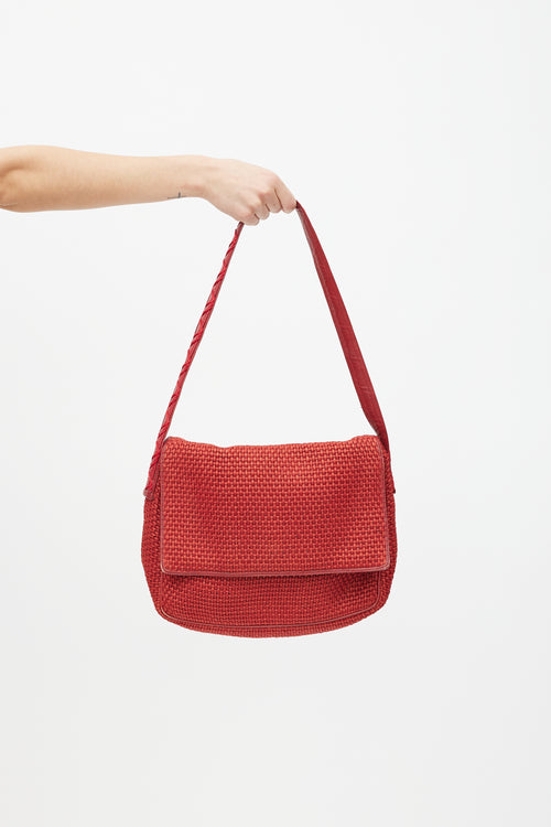 Bottega Veneta Red Woven Intrecciato Shoulder Bag