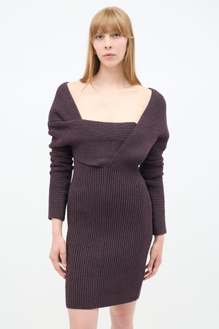 Bottega Veneta Spring 2020 Purple Ribbed Sable Dress