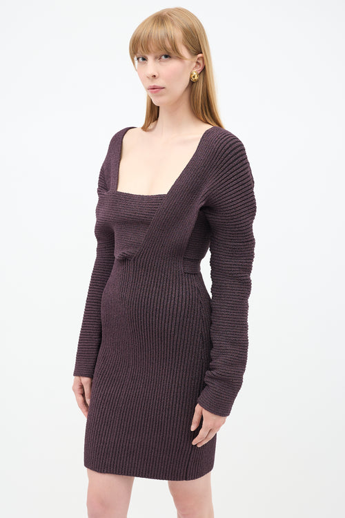 Bottega Veneta Spring 2020 Purple Ribbed Sable Dress