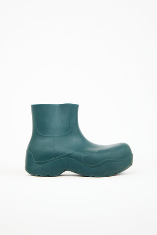 Dark Green Rubber Puddle Ankle Boot