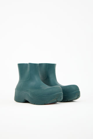 Dark Green Rubber Puddle Ankle Boot