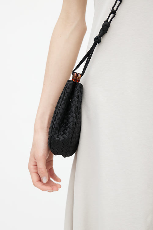 Bottega Veneta Vintage Black Satin Crossbody Bag