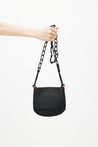 Bottega Veneta Vintage Black Satin Crossbody Bag