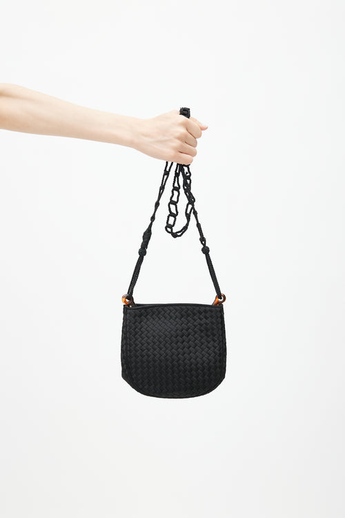 Bottega Veneta Vintage Black Satin Crossbody Bag