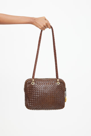 Bottega Veneta Vintage Brown Intrecciato Leather Shoulder Bag