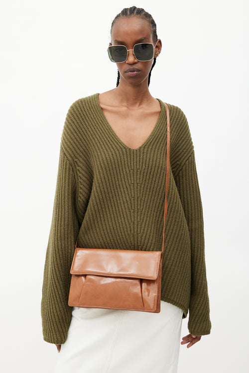 Bottega Veneta Vintage Brown Patent Crossbody Bag