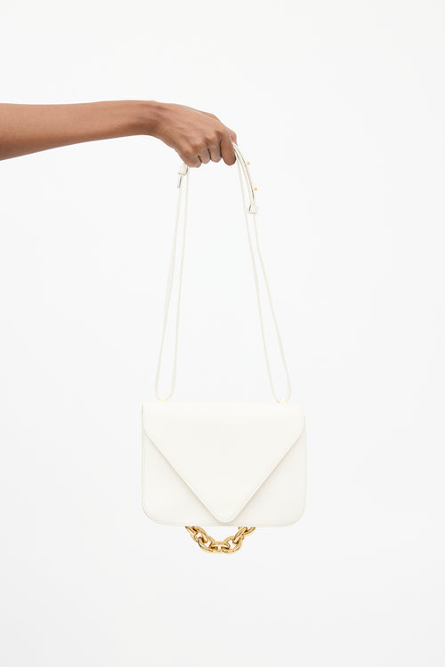 Bottega Veneta White Leather Mount Envelope Bag