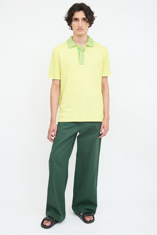 Bottega Veneta Yellow 
Green Knit Collar Polo