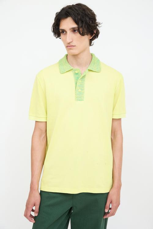 Bottega Veneta Yellow 
Green Knit Collar Polo