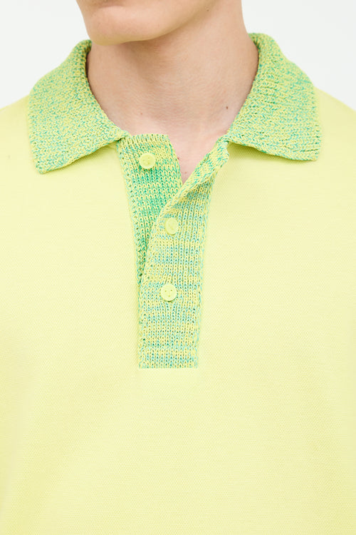 Bottega Veneta Yellow 
Green Knit Collar Polo