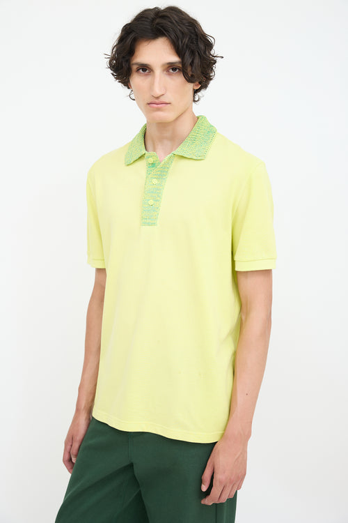 Bottega Veneta Yellow 
Green Knit Collar Polo