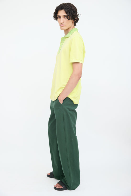 Bottega Veneta Yellow 
Green Knit Collar Polo