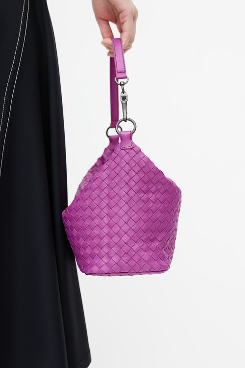 Bottega Veneta Purple Intrecciato Weave Zip Shoulder Bag