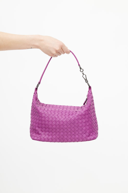 Bottega Veneta Purple Intrecciato Weave Zip Shoulder Bag