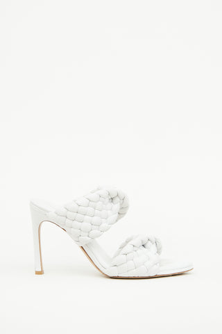 Bottega Veneta White Braided High Heel Mule