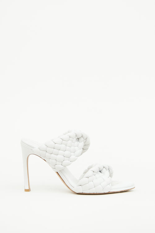 Bottega Veneta White Braided High Heel Mule