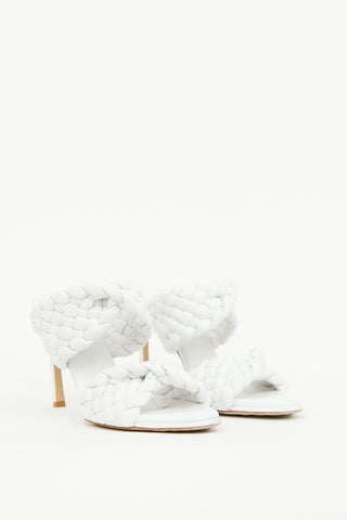 Bottega Veneta White Braided High Heel Mule