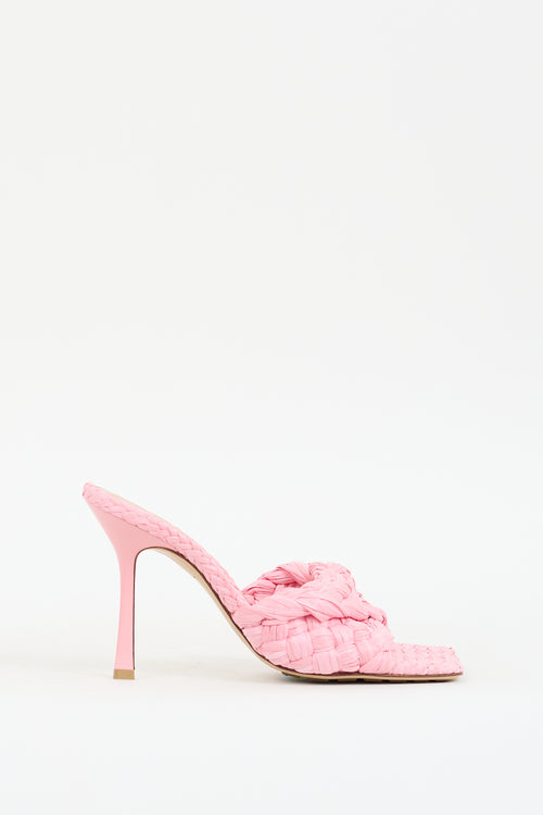 Raffia Stretch Heeled Mule