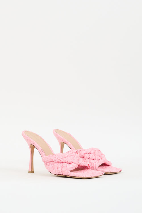 Raffia Stretch Heeled Mule