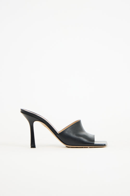 Bottega Veneta Black Leather Stretch Mule