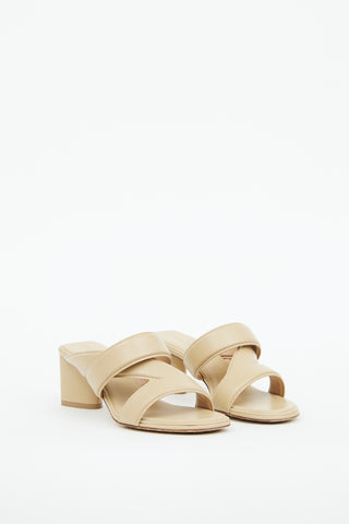 Bottega Veneta Beige Leather Band Heeled Sandal