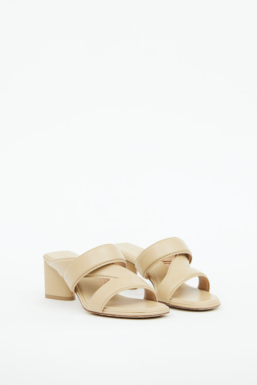 Bottega Veneta Beige Leather Band Heeled Sandal