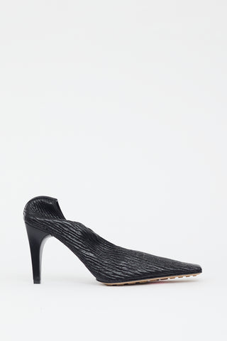 Bottega Veneta Black Crunch Textured Leather Heel