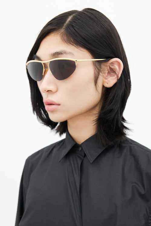 Bottega Veneta Black 
Gold BV1091S Tapered Sunglasses