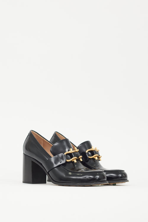 Bottega Veneta Black 
Gold Patent Leather Monsieur Loafer