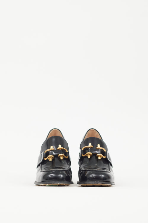 Bottega Veneta Black 
Gold Patent Leather Monsieur Loafer