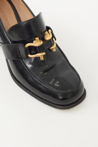 Bottega Veneta Black 
Gold Patent Leather Monsieur Loafer