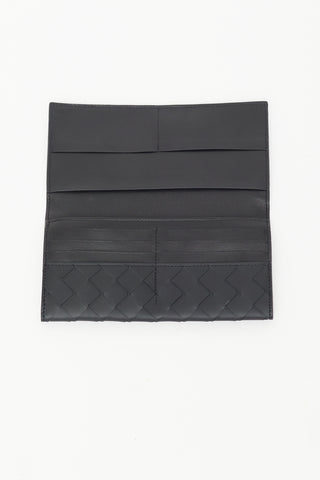 Bottega Veneta Black Leather Intrecciato Bifold Wallet