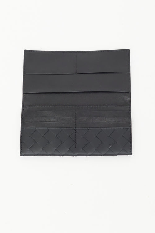 Bottega Veneta Black Leather Intrecciato Bifold Wallet