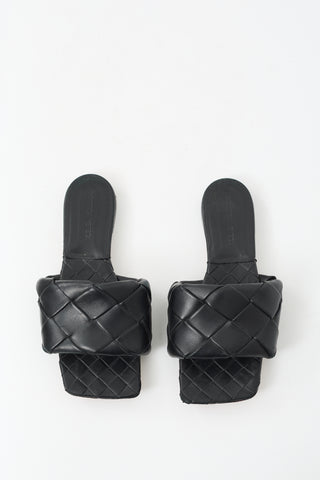 Bottega Veneta Black Leather Lido Slide