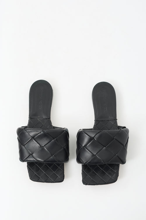 Bottega Veneta Black Leather Lido Slide