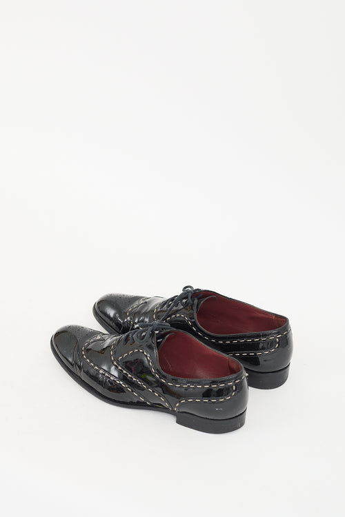 Bottega Veneta Black Patent Contrast Stitch Oxford