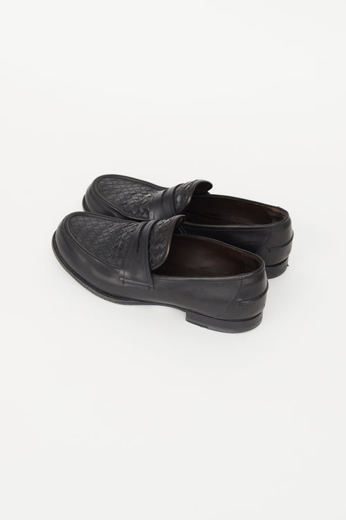 Bottega Veneta Black Intrecciato Leather Loafer