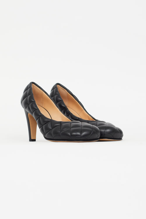 Black Leather Padded Bloc Pump Bottega Veneta