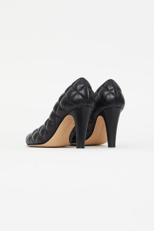 Black Leather Padded Bloc Pump Bottega Veneta