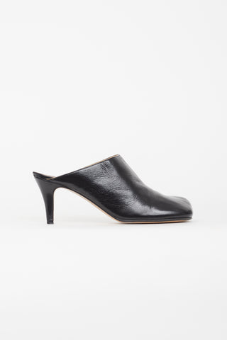 Bottega Veneta Black Leather Square Toe Mule