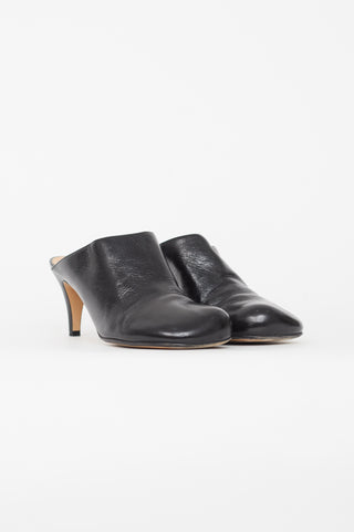 Bottega Veneta Black Leather Square Toe Mule