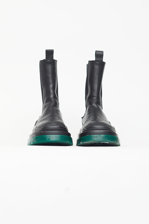 Bottega Veneta Black 
Green Tire Boot