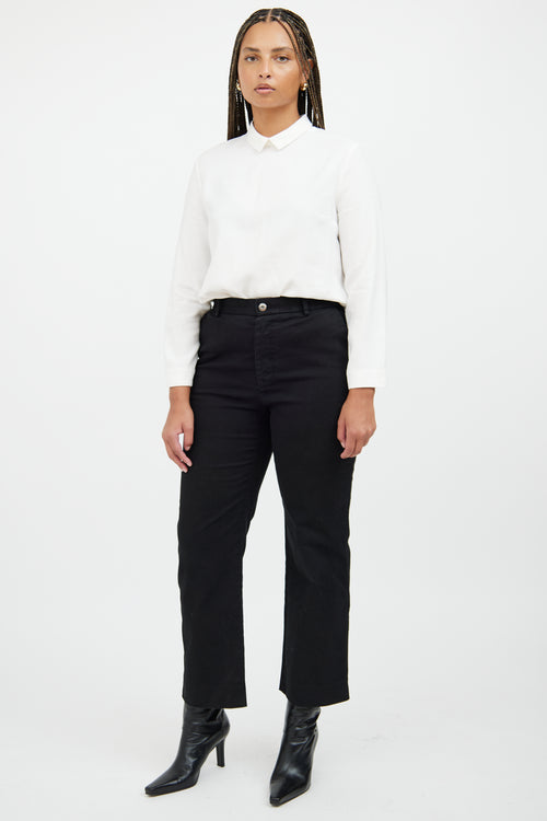 Bottega Veneta Black Cotton Straight Leg Trouser