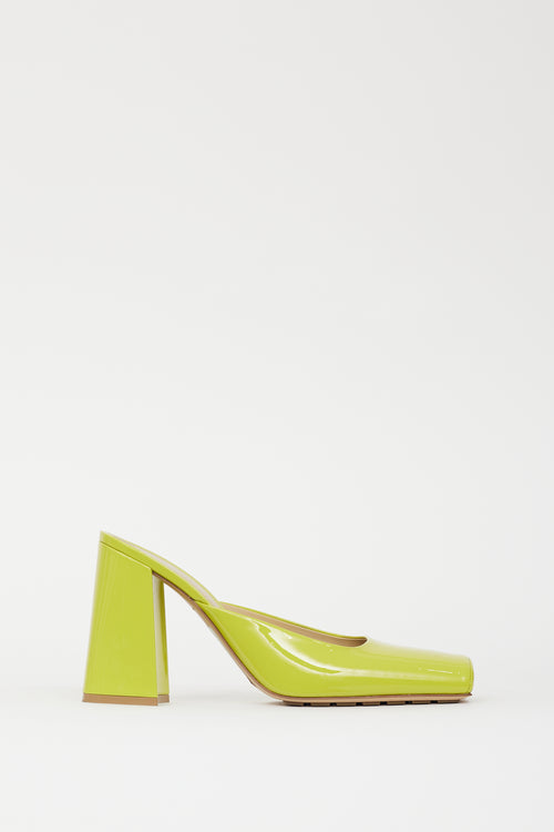 Bottega Veneta Bright Green Patent Heeled Mule