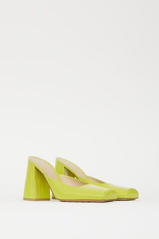 Bottega Veneta Bright Green Patent Heeled Mule